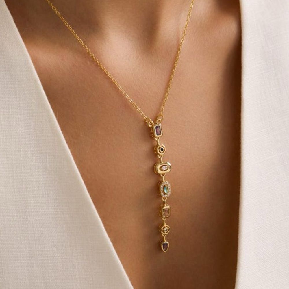 Gemstone Drop Necklace #2381
